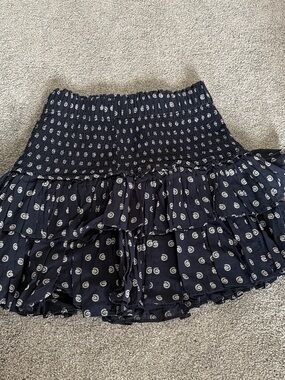 LOFT Navy Mini Skirt with White Swirl Print